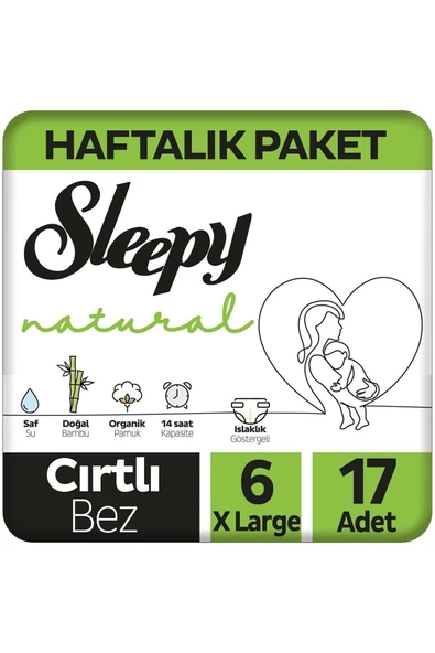 Sleepy Natural Haftalık Paket Bebek Bezi 6 Numara Xlarge 17 Adet ürün görseli 1