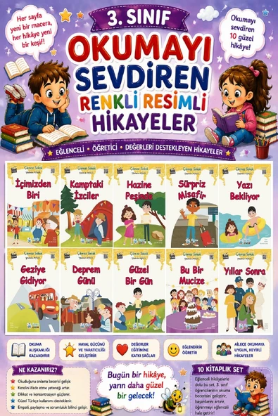 3. Sınıf Okumayı Sevdiren Renkli Resimli Hikayeler 20 - 10 Kitap ürün görseli 1