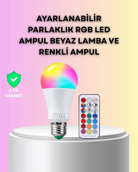Mey İthalat® Kumanda Destekli Çok Renkli Akıllı LED Ampul ürün görseli 1