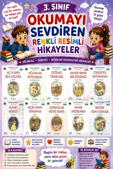 3. Sınıf Okumayı Sevdiren Renkli Resimli Hikayeler 23 - 10 Kitap ürün görseli 1