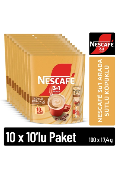 Nescafe 3ü1 Arada Sütlü Köpüklü 17,4 Gr 10'lu Paket ürün görseli 1