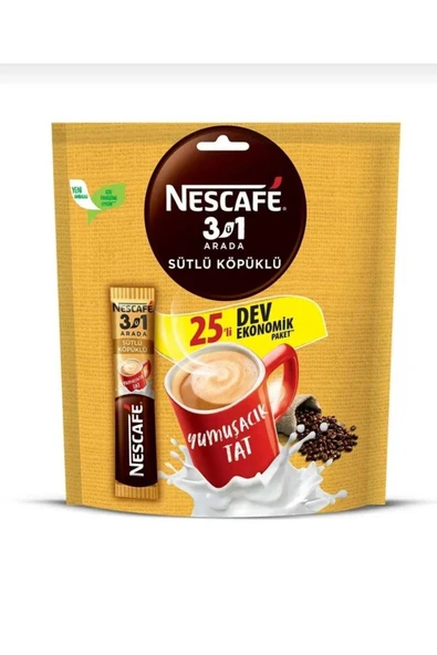 Nescafe Sütlü Köpüklü 3 Ü 1 Arada 17,4 gr X 25 Li Hazır Kahve Ekonomik Paket ürün görseli 1