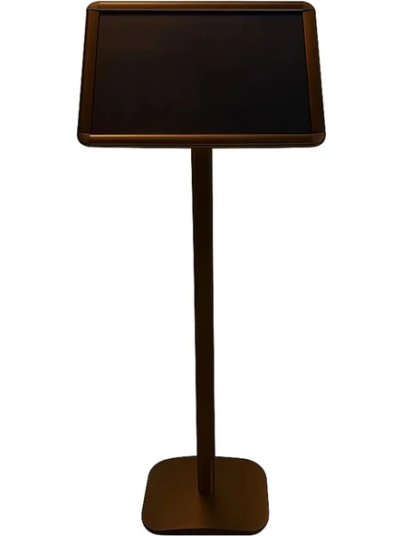 A4 Bronz Renk Ayaklı Alüminyum Yönlendirme Menü Reklam Panosu Rondo Köşe 21 x 30 x 110 cm ürün görseli 1