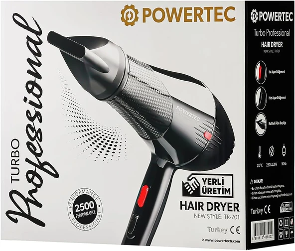 Powertec TR-701 Profesyonel Saç Kurutma & Fön Makinesi ürün görseli 1