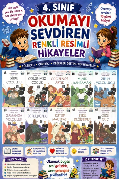 4. Sınıf Okumayı Sevdiren Renkli Resimli Hikayeler 12 - 10 Kitap ürün görseli 1