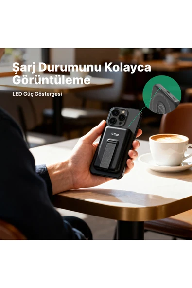 Ttec ReCharger M 5.000mAh MagSafe Uyumlu PD 20W Stantlı Kablosuz Taşınabilir Hızlı Şarj Aleti 2BB239 - Resim 5