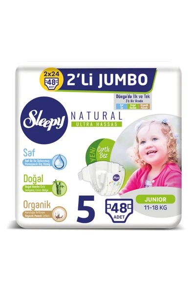 Sleepy Natural 5 No 48 Adet Junior Jumbo (11-18 Kg) Bebek Bezi ürün görseli 1