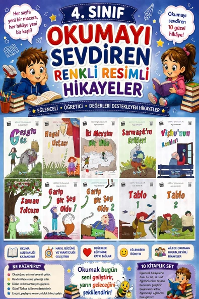 4. Sınıf Okumayı Sevdiren Renkli Resimli Hikayeler 13 - 10 Kitap ürün görseli 1