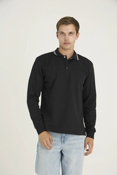 Kly Erkek Polo Yaka Pamuklu Yumuşak Dokulu Modern Sweatshirt ürün görseli 1