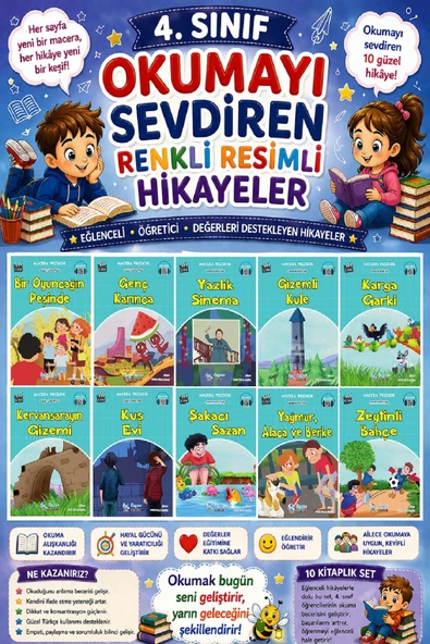 4. Sınıf Okumayı Sevdiren Renkli Resimli Hikayeler 17 - 10 Kitap ürün görseli 1