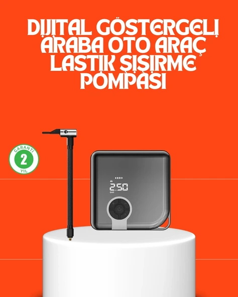 Mey İthalat® 150 PSI Yüksek Basınç Kapasiteli Kablosuz Lastik Pompası ürün görseli 1