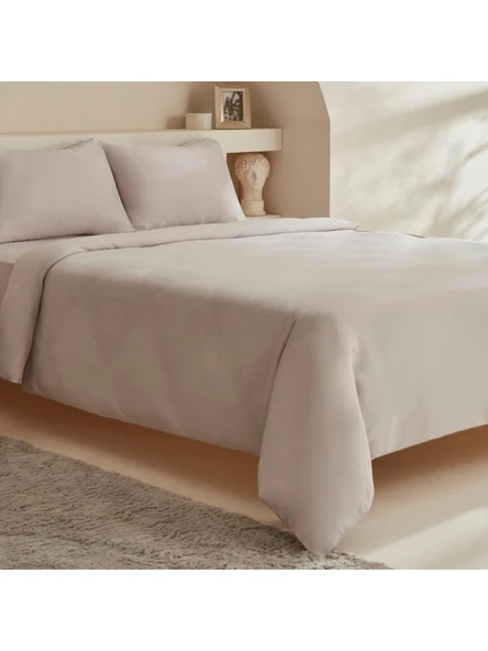 Karaca Home Vinas 80 Tel %100 Pamuk Çift Kişilik Saten Biyeli Nevresim Takımı Açık Gri ürün görseli 1
