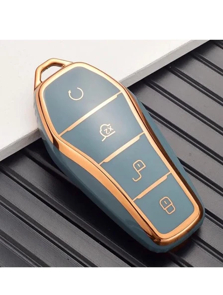 Byd Atto 3 Ve Seal U Anahtar Koruma Kılıfı Mavi/Gold Lütfen Uyumlu Anahtar Modeline Bakınız ürün görseli 1