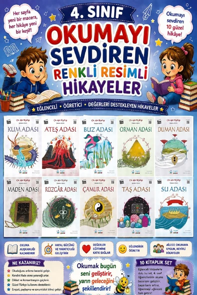 4. Sınıf Okumayı Sevdiren Renkli Resimli Hikayeler 18 - 10 Kitap ürün görseli 1