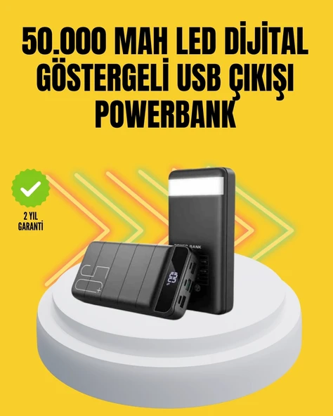 Mey İthalat® Profesyonel 50.000 mAh Powerbank – Aynı Anda Birden Fazla Cihaz Şarj Eden, Dayanıklı ve Güvenli Taşınabilir ürün görseli 1