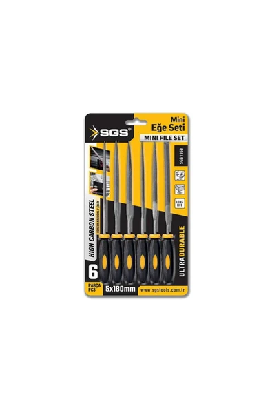 SGS 6 Parça Mini Eğe Seti 5x180 mm | Yüksek Karbon Çelik, Dayanıklı ve Ergonomik ürün görseli 1
