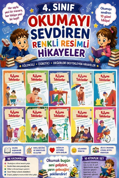 4. Sınıf Okumayı Sevdiren Renkli Resimli Hikayeler 14 - 10 Kitap ürün görseli 1