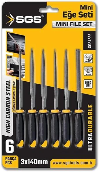 SGS Mini Eğe Seti 6 Parça 3x140 mm SGS1356 ürün görseli 1