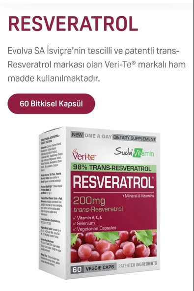 Suda Vitamin Resveratrol 60 Kapsül - Resim 2