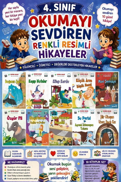 4. Sınıf Okumayı Sevdiren Renkli Resimli Hikayeler 15 - 10 Kitap ürün görseli 1