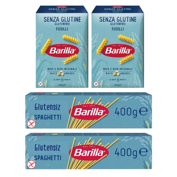 Barilla Glutensiz Fusilli ve Spagetti Makarna 400 gr 4 lü Karma Paket ürün görseli 1