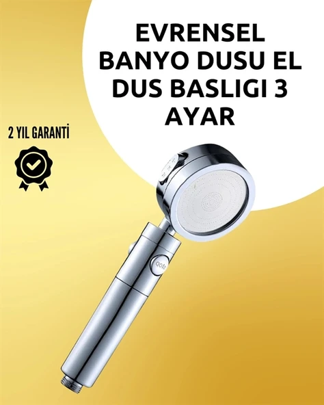 Mey İthalat® Masaj ve Yağmur Modlu Çok İşlevli Paslanmaz Çelik Duş Başlığı ürün görseli 1