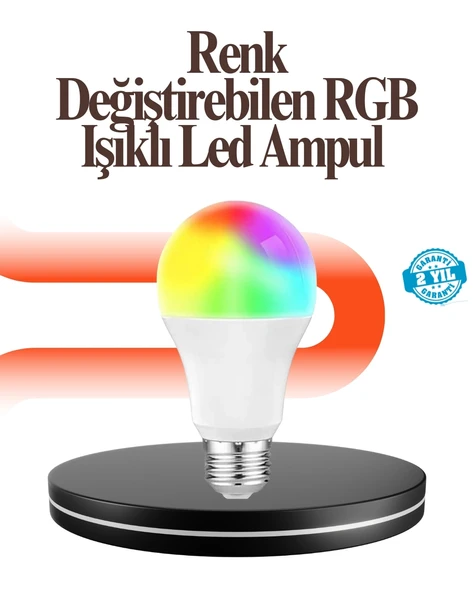 Mey İthalat® Renk Değiştiren RGB LED Ampul 16 Renk Uzaktan Kumandalı 2025 Model ürün görseli 1