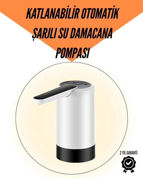 Mey İthalat® Şarjlı Su Pompası 8000mAh | Cam Damacana Uyumlu | Tek Tuşla Kontrol | USB Şarjlı Otomatik Dolum ürün görseli 1