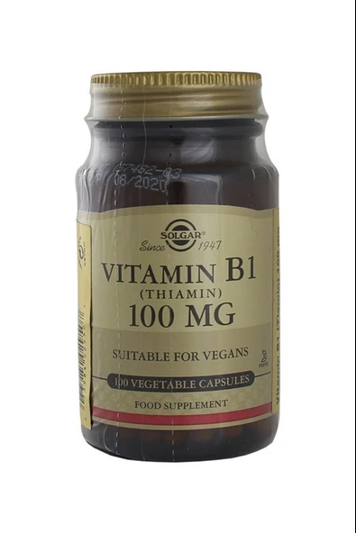 Solgar Vitamin B1 Thiamin 100 mg 100 Vegetable Kapsül ürün görseli 1