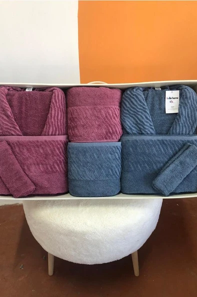 Zebra 8 Parça Aile Bornoz Takımı Mürdüm - İndigo ürün görseli 1
