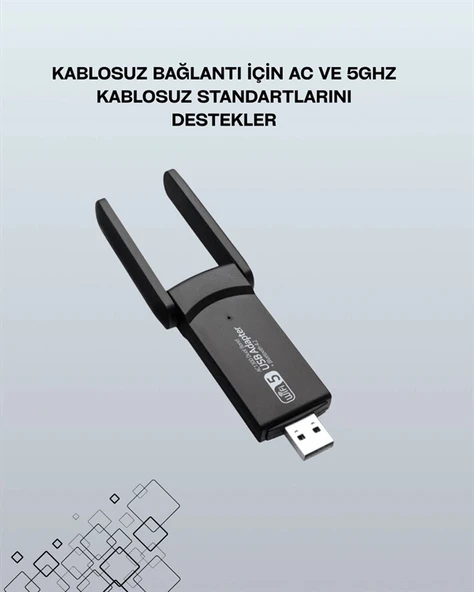 Mey İthalat® USB 3.0 Wireless Adaptör – 2.4GHz & 5GHz Destekli ürün görseli 1