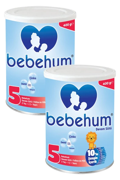 Bebehum 5 Numara Teneke Devam Sütü 2 Yaş+ 400 gr x 2 Adet ürün görseli 1