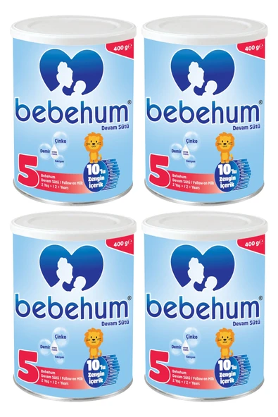 Bebehum 5 Numara Teneke Devam Sütü 2 Yaş+ 400 gr x 4 Adet ürün görseli 1