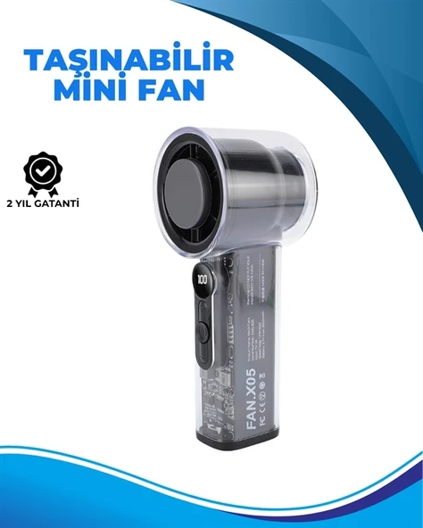Mey İthalat® Taşınabilir El Fanı  100 Seviyeli Rüzgar Hızı Ayarı  Sessiz Çalışma - Dijital Ekranlı ürün görseli 1