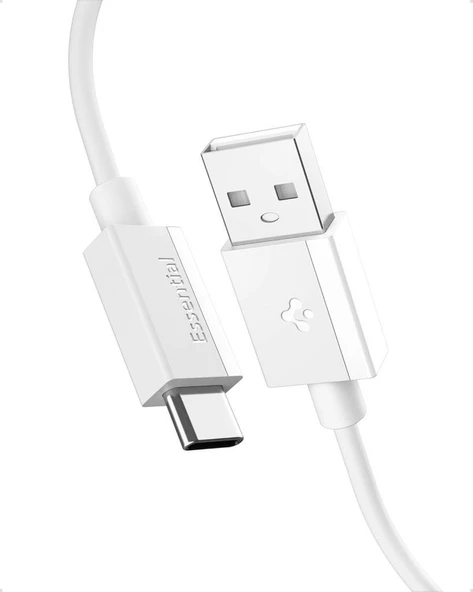 Spigen USB-A to USB-C 1 Metre Kablo 60W Güç / Hızlı Şarj / 480 Mbps Data Aktarım Hızı Type-C Ekstra Dayanıklı White ürün görseli 1