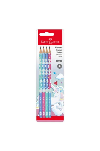 Faber-Castell Unicorn Desenli 2B Kurşun Kalem, 12 Adet, Pastel Renkli ürün görseli 1
