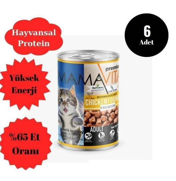 Mamavita Parça Tavuk Etli Yetişkin Kedi Maması 400grx6 Adet ürün görseli 1