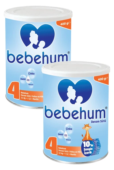 Bebehum 4 Numara Teneke Devam Sütü 12 Ay+ 400 gr x 2 Adet ürün görseli 1