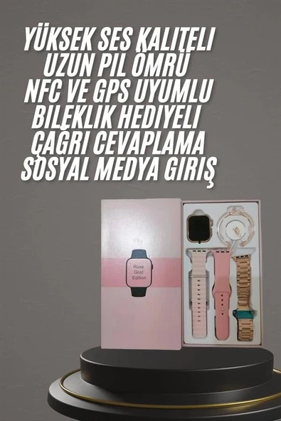 Mey İthalat® Yeni Nesil Kadın Akıllı Saat Rose Gold Android ve İos Uyumlu ürün görseli 1