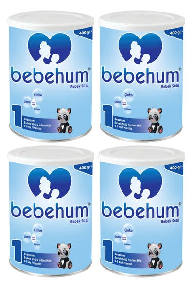 Bebehum 1 Numara Teneke Bebek Sütü 0-6 Ay 400 gr x 4 Adet ürün görseli 1
