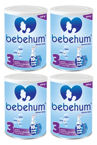 Bebehum 3 Numara Teneke Devam Sütü 9-12 Ay 400 gr x 4 Adet ürün görseli 1