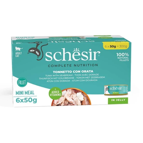 Schesir Tam ve Dengeli Ton Balığı ile Çipuralı Jöle İçinde Kedi Konservesi Multipack 6x50g ürün görseli 1