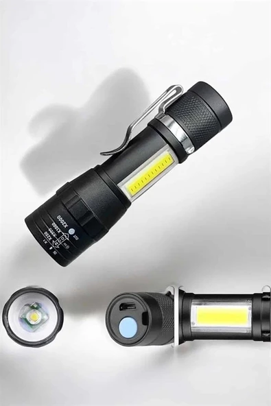 Mey İthalat® El Feneri Led USB Şarjlı Zoom Mini Led Işık Acil Durum Feneri ürün görseli 1