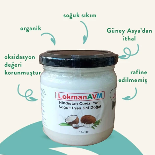 Hindistan Cevizi Yağı Soğuk Pres Saf Doğal Cam Kavanoz 150 Gr - 210 ML ürün görseli 1