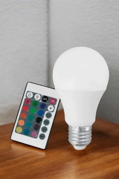 Mey İthalat® RGB Led Lamba Led Işık Ampul Renk Değiştirebilen 100 Watt ürün görseli 1