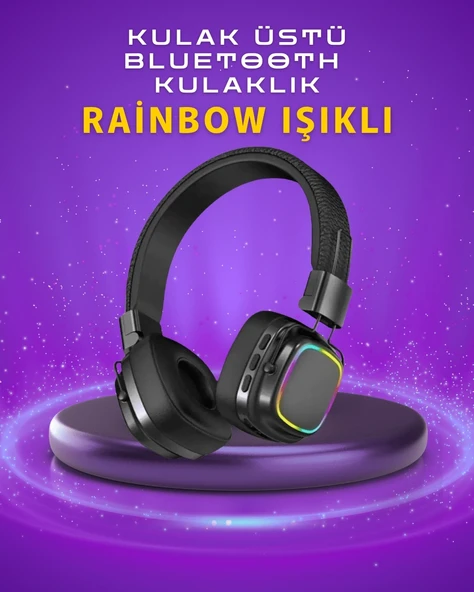 Mey İthalat® Renkli Işık Efektli Bluetooth 5.3 Müzik Kulaklığı ürün görseli 1