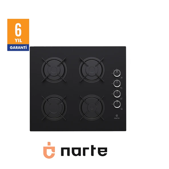 NARTE -CG20060B  Ankastre Siyah Cam Ocak ,4 gözlü , 60 cm , 6 Yıl Garanti ürün görseli 1