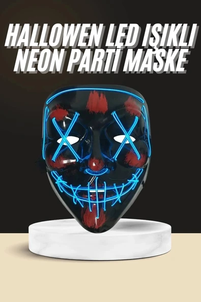 Mey İthalat® Işıklı Led Maske Parti Eğlence Maskesi Hallowen Neon Maske ürün görseli 1