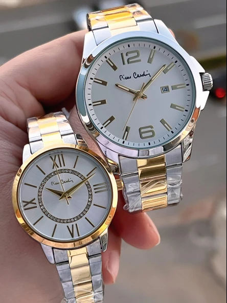 Pierre Cardin Bay ve Bayan Çiftlere Özel Çelik Kordon Çift Kol Saati 30 Mt Su Gecirmez CF.PR8046.M3 ürün görseli 1