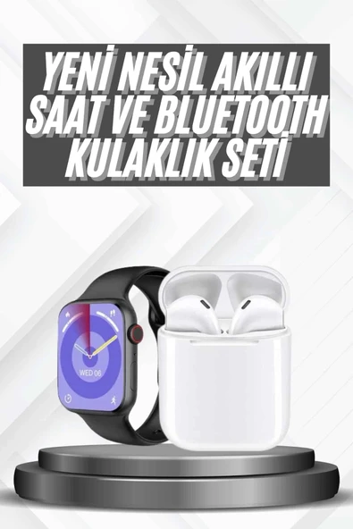 Mey İthalat® Akıllı Saat Gümüş Kasa Bluetooth Kulaklık Hediyeli Çok Fonksiyonlu İkili Set ürün görseli 1